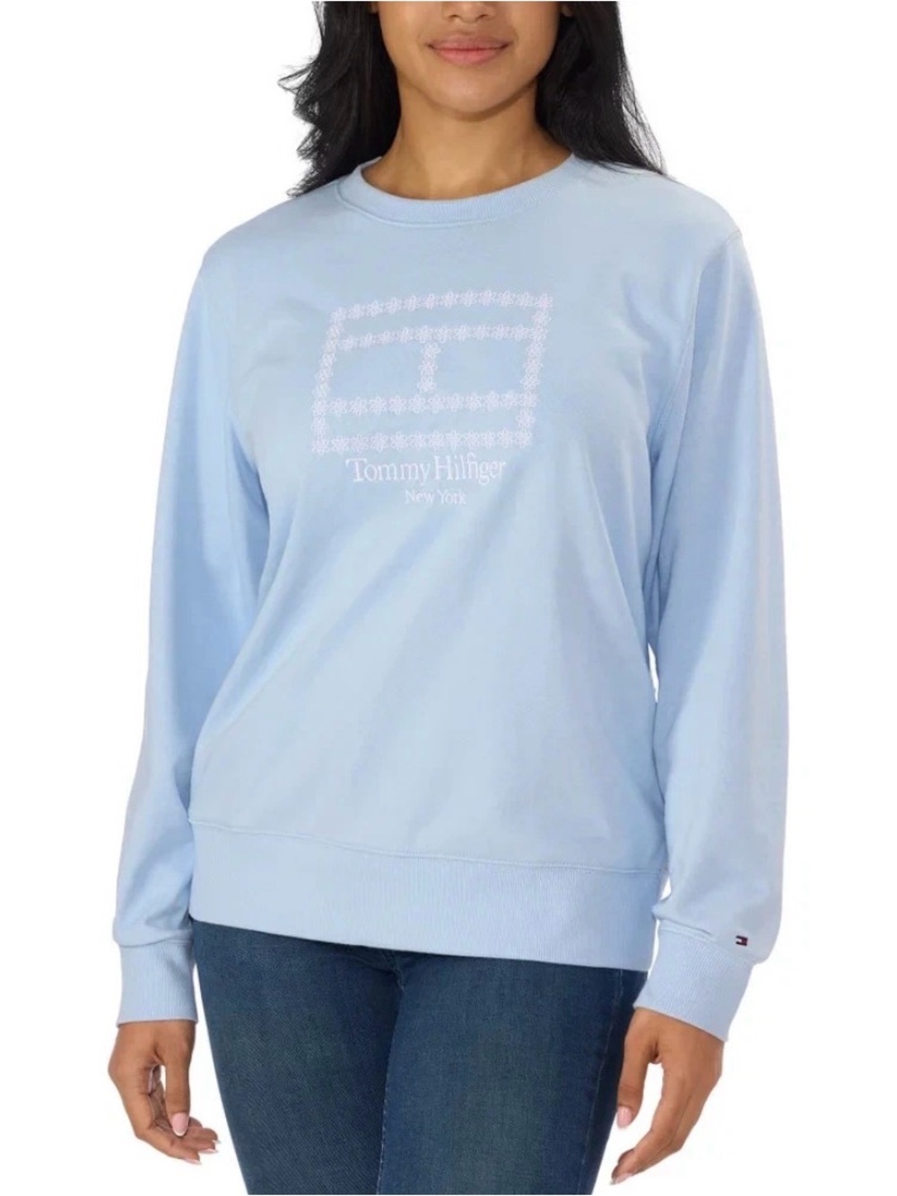 Tommy Hilfiger Light Blue Crewneck Sweater with Subtle Logo